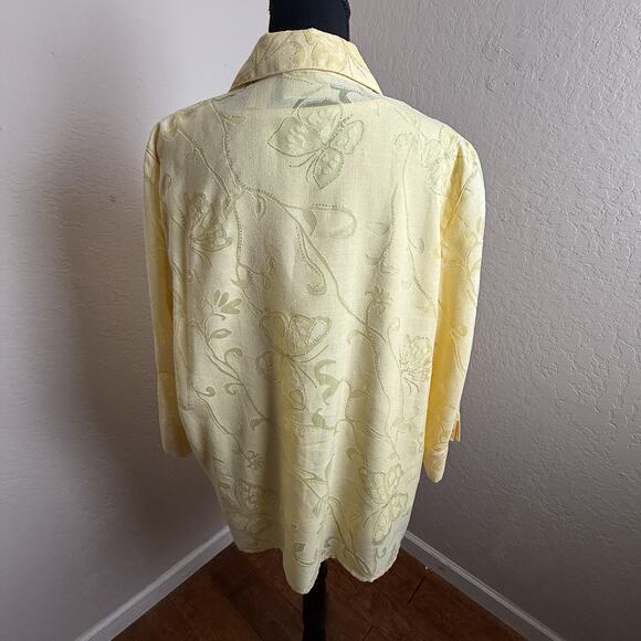 Alfred Dunner Yellow Blouse Tank Top Set Floral Embroidered Sheer Jacket 16 - Picture 3 of 8